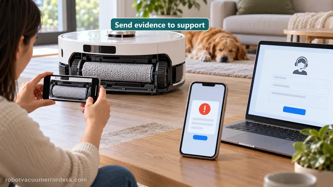 The owner photographs the installed fluffing roller and documents the repeated alert for support.