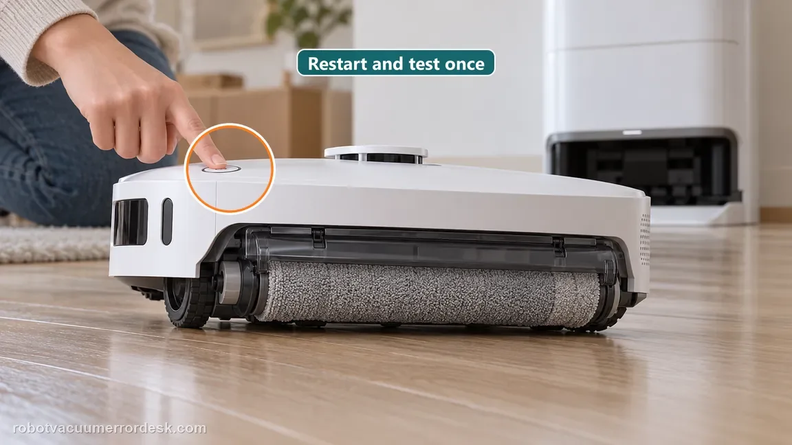 The owner presses the normal top power button on the assembled Aqua10 after cleaning the guard area.