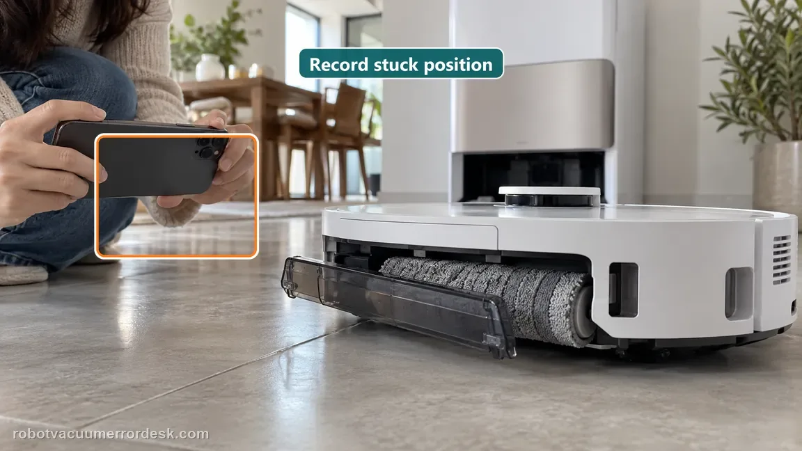 A phone records the roller guard stopped in an extended position without anyone touching it.