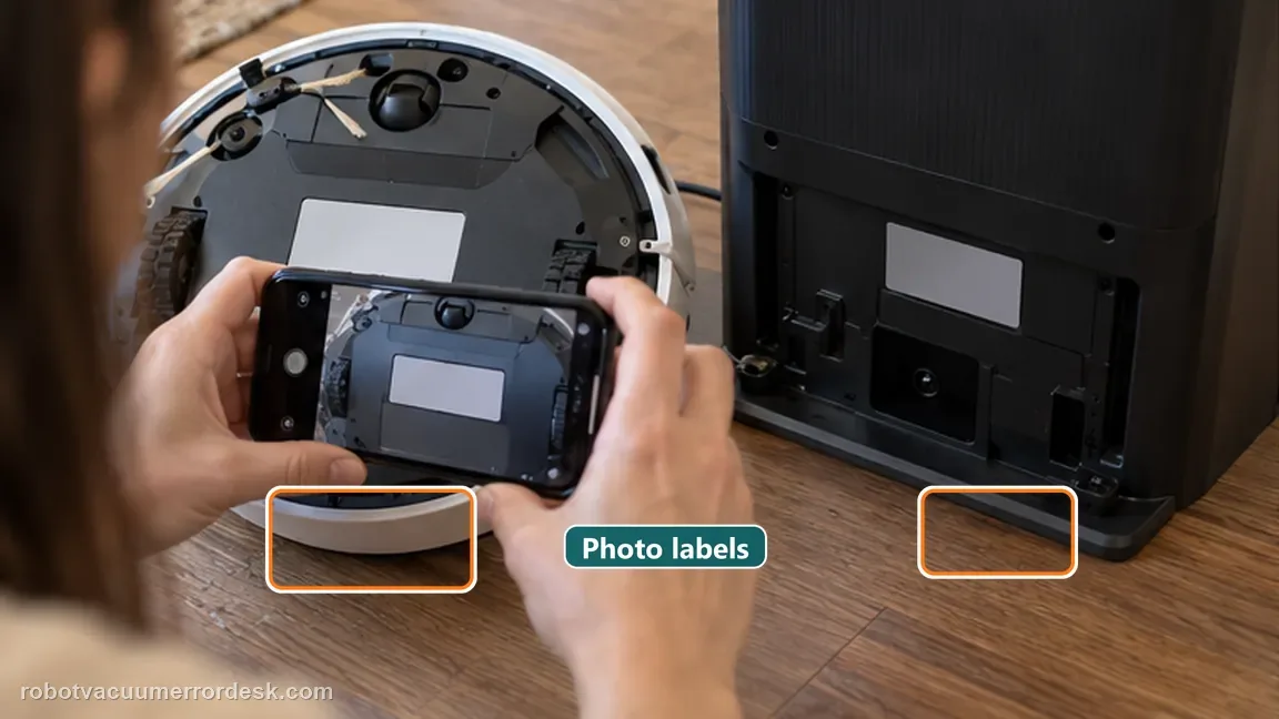 Dreame L20 Ultra is shown with a close repair view of serial, matching the capture identifying and failure evidence check.