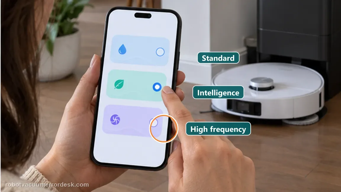 Dreame L20 Ultra is shown with a close repair view of mop modes, matching the choose standard, intelligence or high frequency deliberately check.