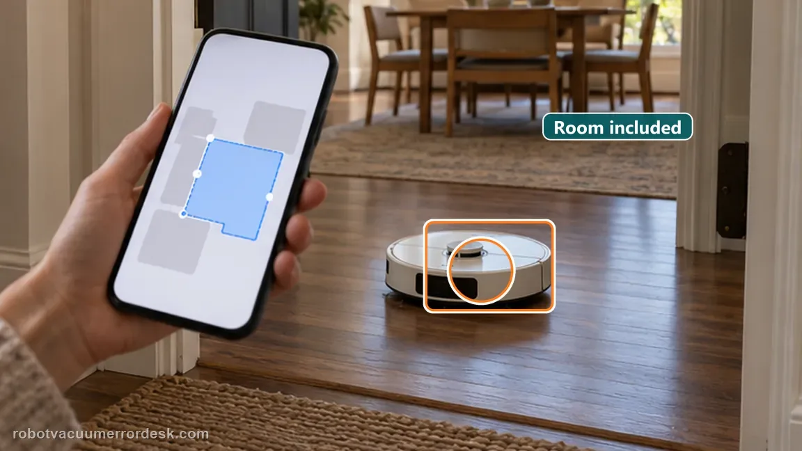 Dreame L20 Ultra is shown with a close repair view of zone check, matching the verify the target is actually included in the active room/zone check.