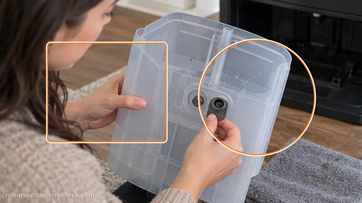 Dreame L20 Ultra is shown with a close repair view of seal, matching the inspect the tank seal plug and accessible piping check.