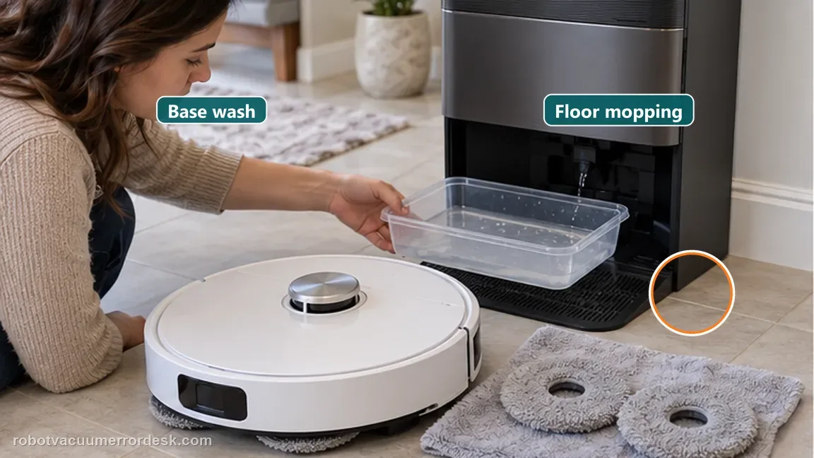 Dreame L20 Ultra is shown with a close repair view of branch water, matching the classify base wash-water failure versus robot mopping-water failure check.