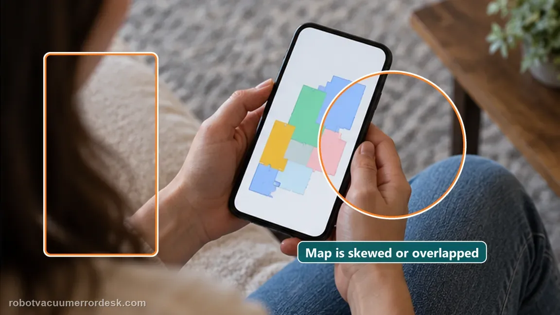 Dreame L50 Ultra AE shown in a close repair view of map abnormal, matching the inspect the saved map and remap only when it is visibly abnormal check.