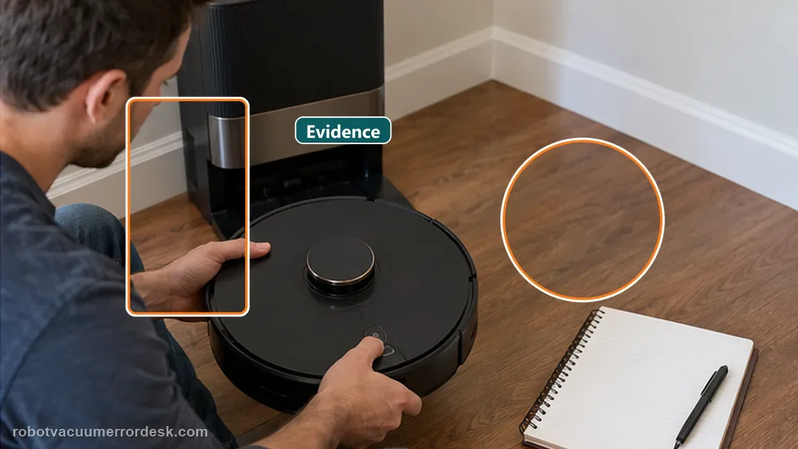Dreame X40 Ultra is shown with a close repair view of evidence, matching the restart before considering a destructive reset, then escalate with evidence check.