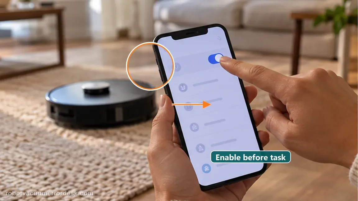 ECOVACS DEEBOT X11 OmniCyclone shown in a close repair view of resume toggle, matching the confirm auto resume is enabled check.
