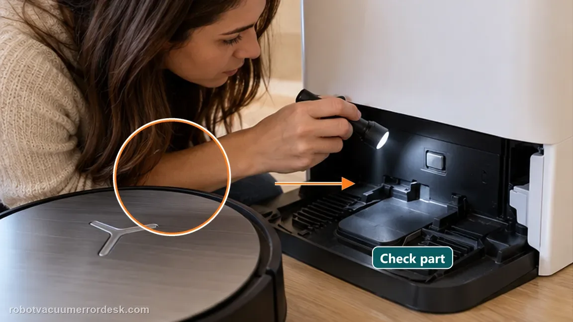 ECOVACS DEEBOT X11 OmniCyclone shown in a close repair view of clear restart, matching the check the tray seat without altering the magnet system check.