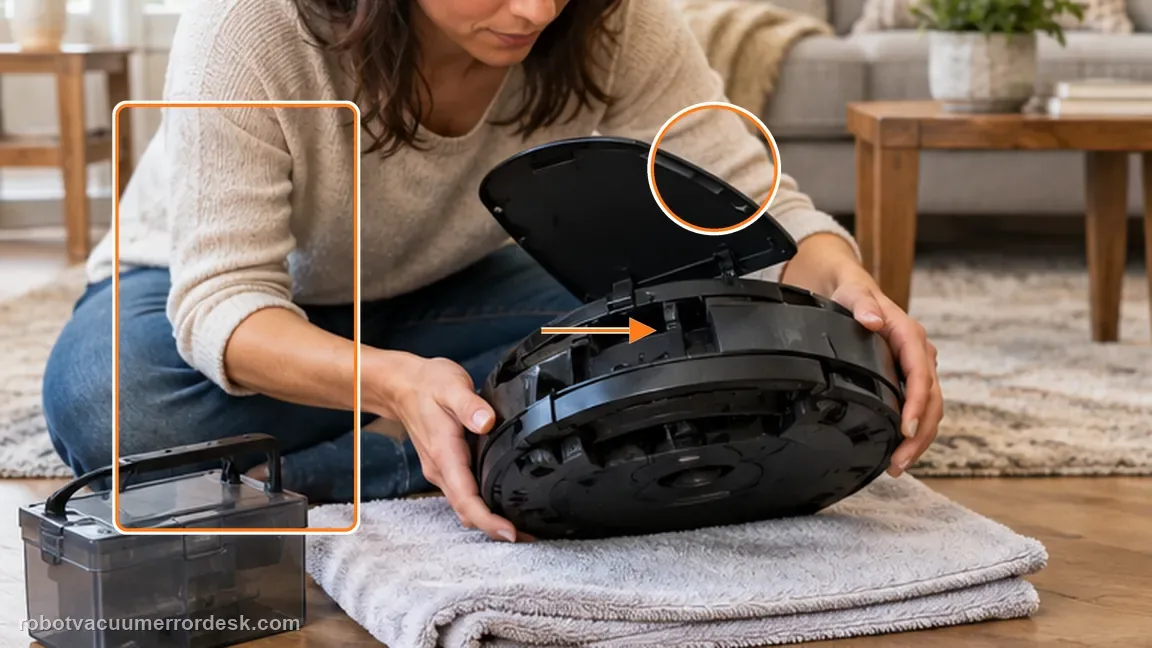 ECOVACS DEEBOT X11 OmniCyclone shown in a close repair view of power off, matching the power down before wheel inspection check.