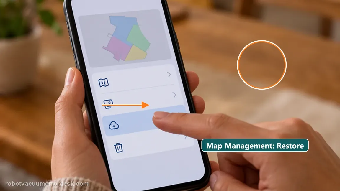 ECOVACS DEEBOT X11 OmniCyclone shown in a close repair view of restore map, matching the use map management > restore map before delete check.