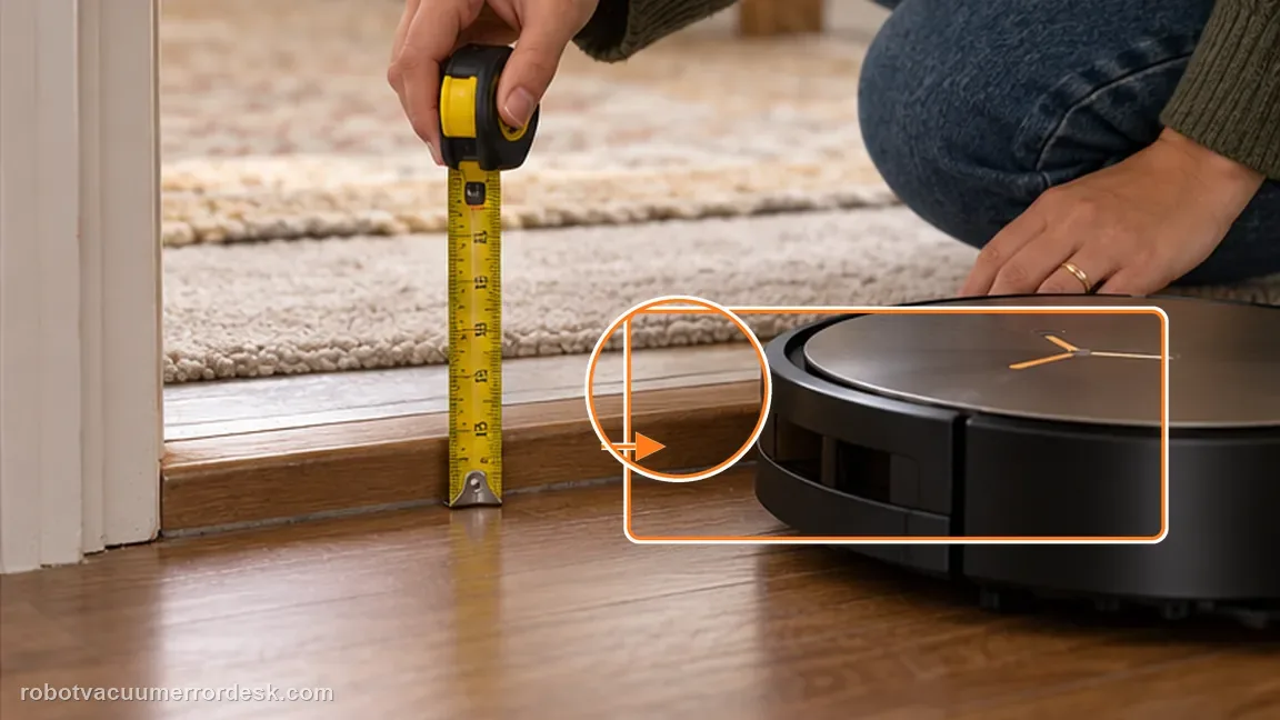 ECOVACS DEEBOT X11 OmniCyclone shown in a close repair view of threshold measure, matching the measure the threshold instead of guessing whether it should cross check.