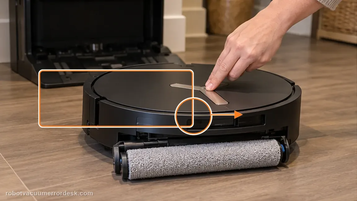 ECOVACS DEEBOT X11 OmniCyclone shown in a close repair view of roller service extend, matching the extend, release and remove the roller mop check.