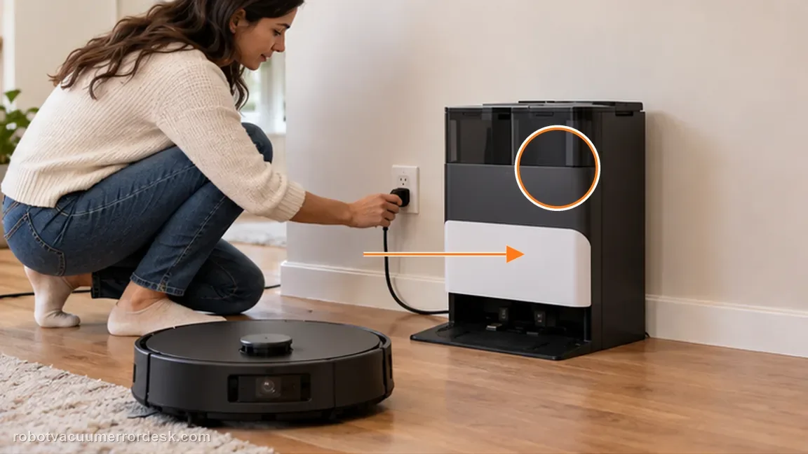 ECOVACS DEEBOT X8 Pro Omni is shown with a close repair view of outlet, matching the prove the wall outlet and station power before diagnosing the robot check.