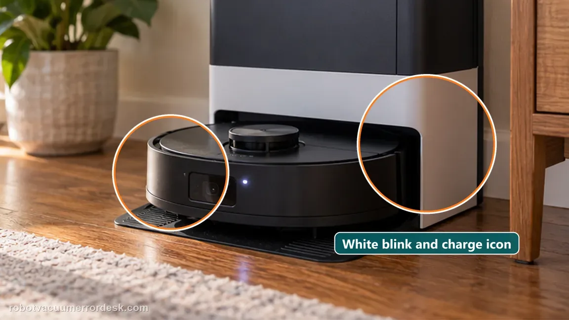 ECOVACS DEEBOT X8 Pro Omni is shown with a close repair view of charge state, matching the separate contact alignment from an actual charging-current failure check.