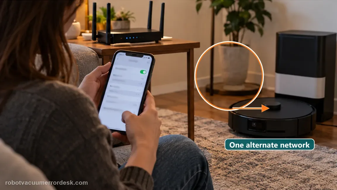 ECOVACS DEEBOT X8 Pro Omni shown in a close repair view of hotspot, matching the run one controlled alternate-network test before escalating check.