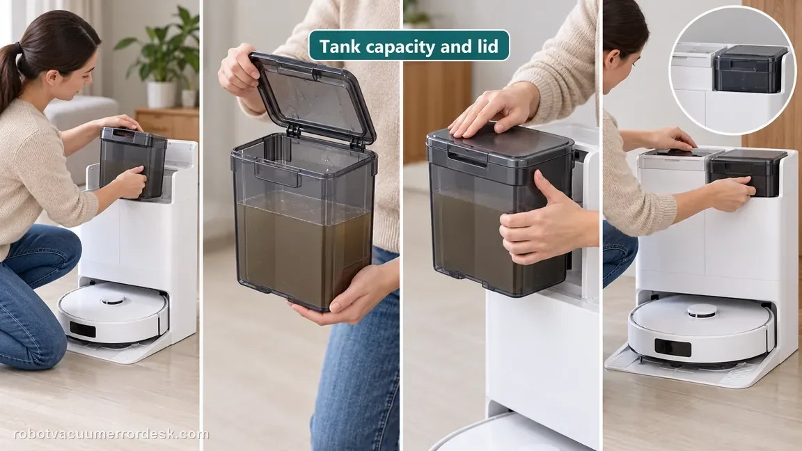 Empty the tank if needed, close its lid firmly and reinstall it before the controlled wash test.