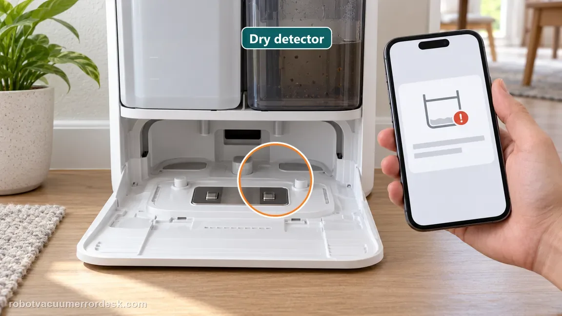 If the tray and detector stay dry after a normal drain and correct seating, record the prompt and contact support.