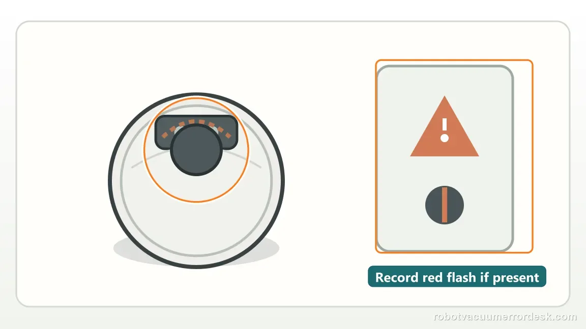 Narwal Freo Z Ultra shown in a close repair view of lidar warning, matching the check for the documented red lidar warning check.