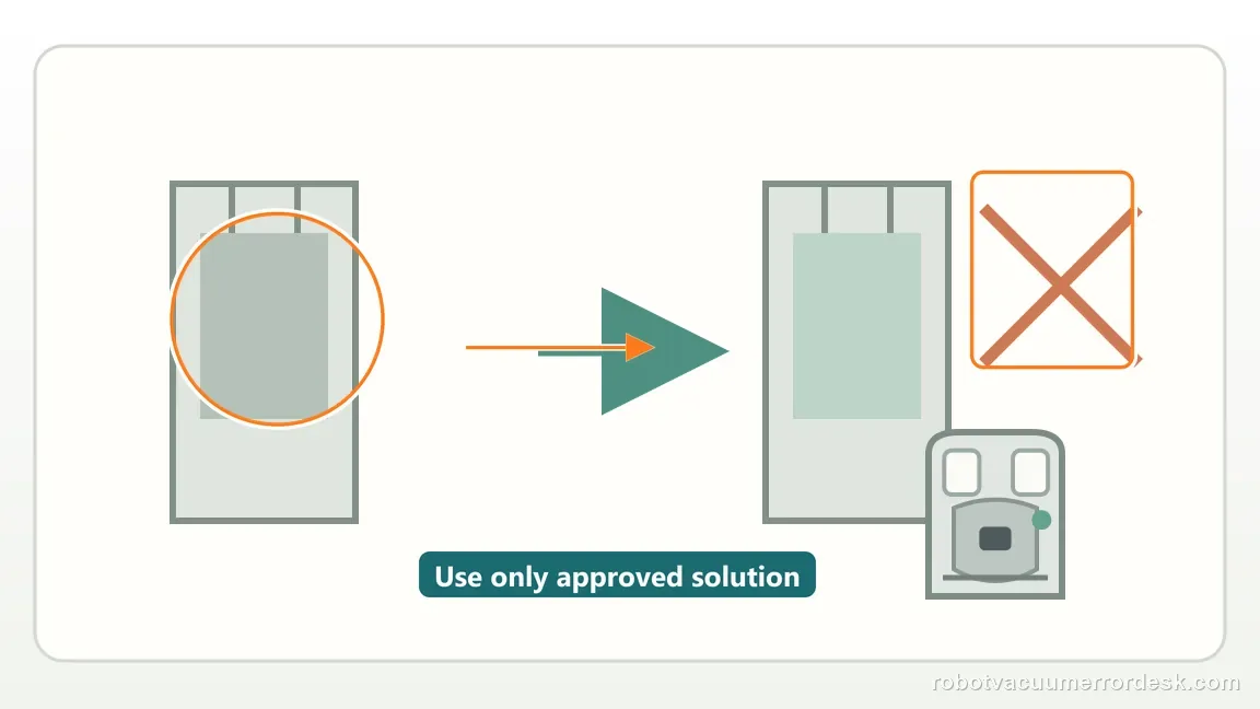 A clean-water tank is compared before and after an unapproved fragrance is removed from the approved fluid setup.