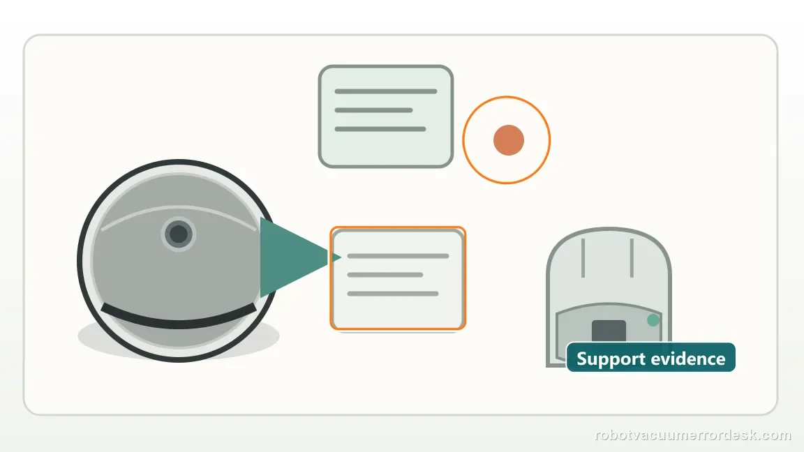 A generic robot, router and support record summarize the network evidence to share when controlled pairing still fails.
