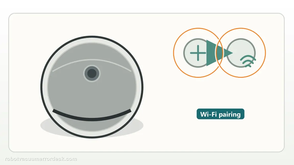 A generic robot and Wi-Fi reset icon illustrate returning the robot to the app pairing state without clearing its saved map.