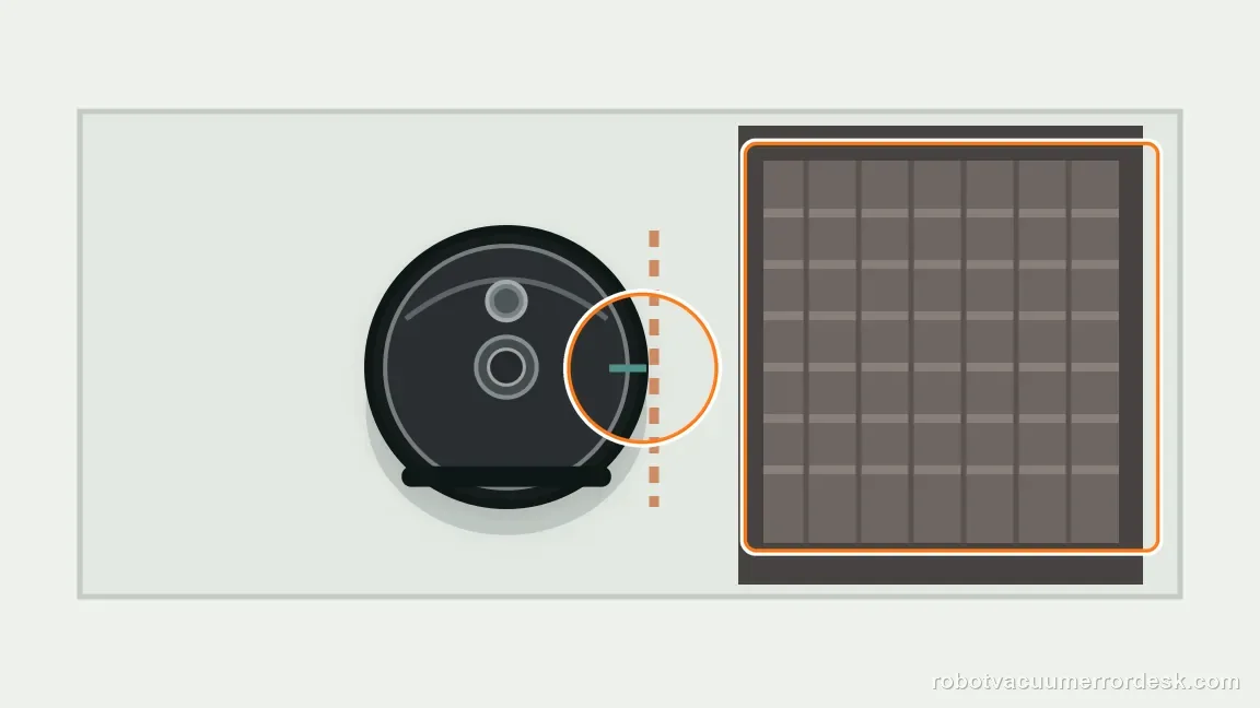 A Roborock S7 is shown with robot paused at a no-go line before a dark high-pile rug in a clean repair diagram, matching the use a no-go boundary for a surface that reliably triggers it check.