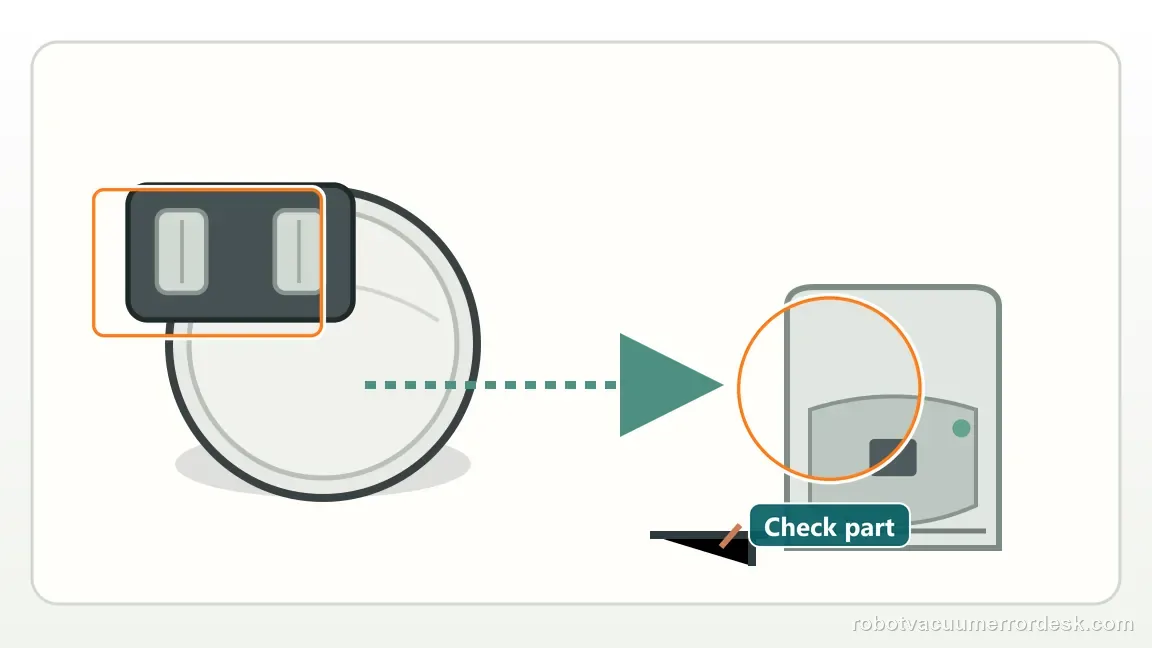 iRobot Roomba Max 705 Combo shown in a close repair view of charging contacts, matching the classify damage instead of repeating the same cleaning check.